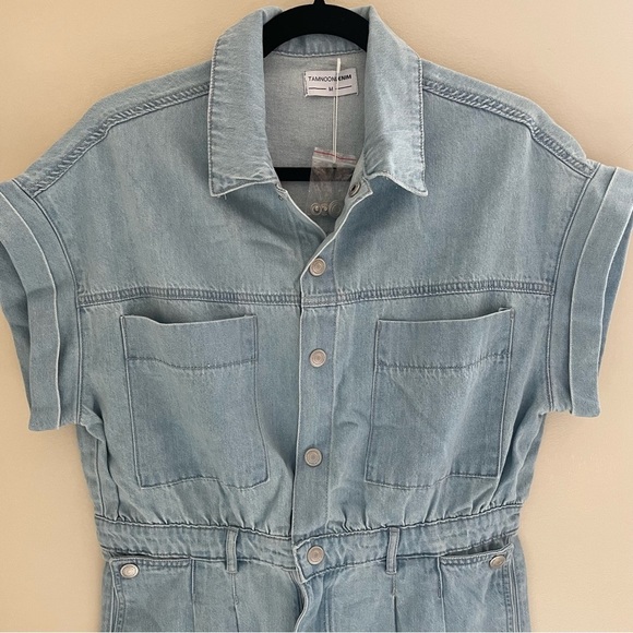 Tamnoon Denim.. Short Sleeve Short Romper, NWT Size M - Picture 3 of 13